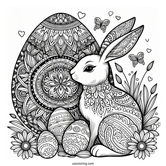 Easter Bunny Coloring Page Inside Easter Egg Mandala