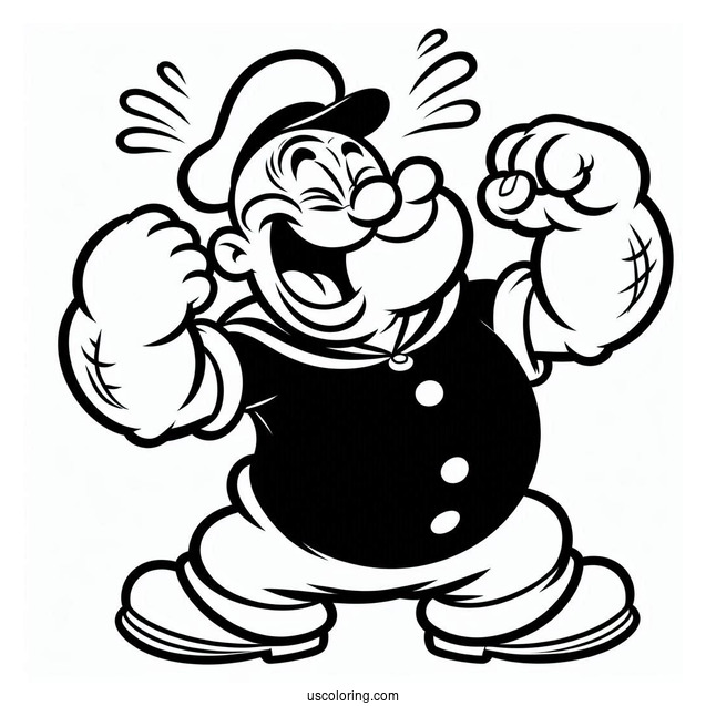 Popeye Coloring Page Of Bluto Laughing Outline For Preschoolers