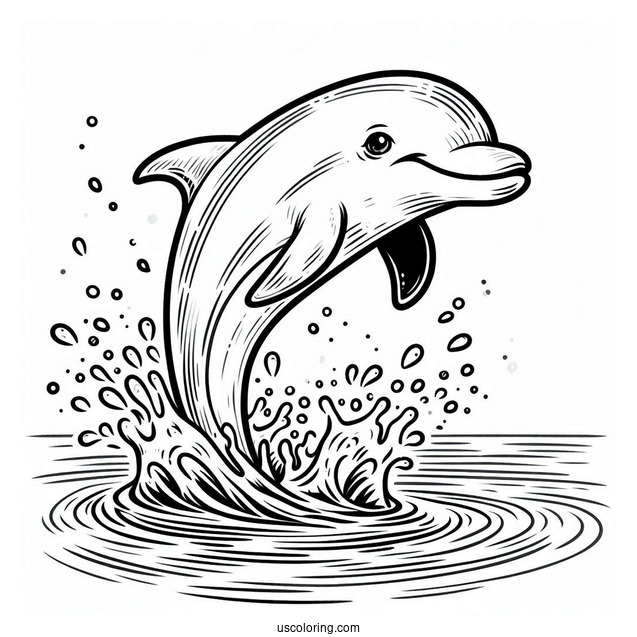 Smiling Dolphin Splashing In Water