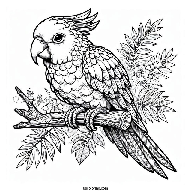 Detailed Parrot Sitting On a Branch