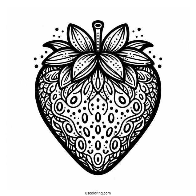 Delicious Strawberry Coloring Page Mandala