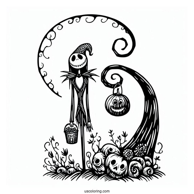 Simple Nightmare Before Christmas Halloween Coloring Page