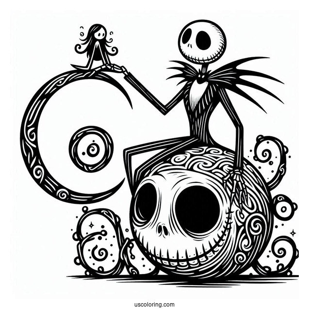 Simple Nightmare Before Christmas Halloween Coloring Page