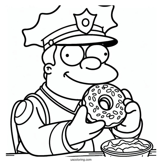 Simpsons Coloring Pages Of Chief Wiggum Eating A Donut