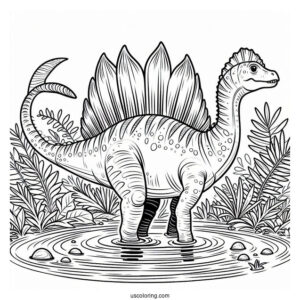 Spinosaurus Coloring Page Wading Through The Water
