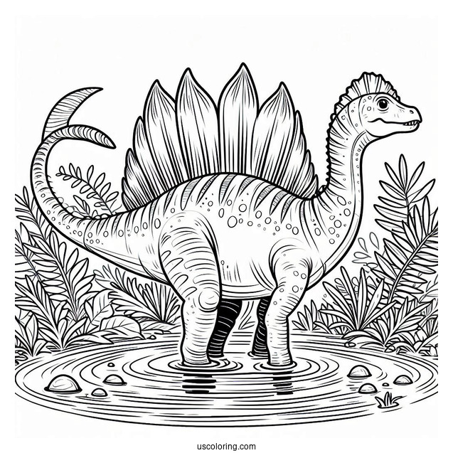 Spinosaurus Coloring Page Wading Through The Water