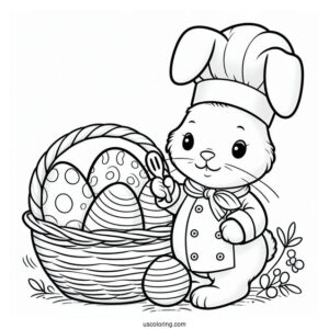 Rabbit Chef Painting Easter Coloring Page Of Eggs