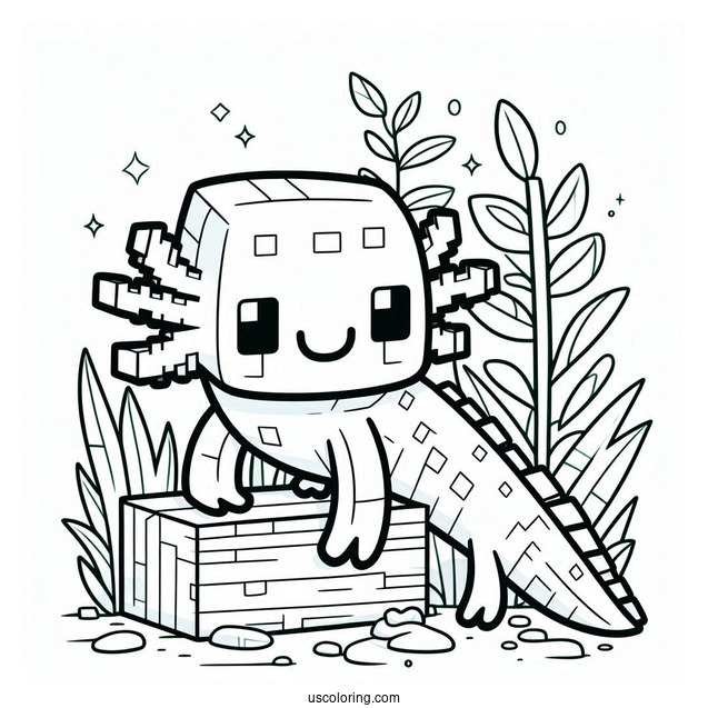 Minecraft Axolotl Coloring Page For Preschoolers