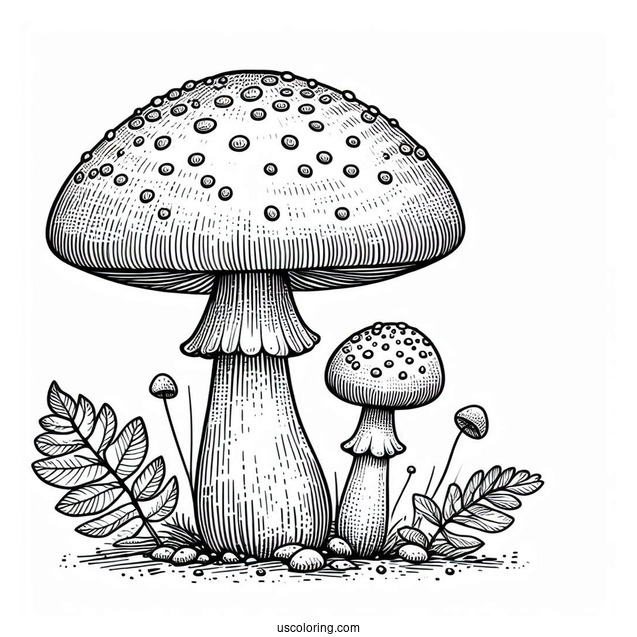 Tall Amanita Muscaria Mushroom Coloring Page