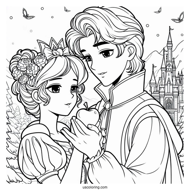 The Prince Holding Snow White To Color