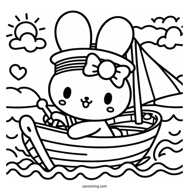 Sailor Miffy Coloring Page On A Boat