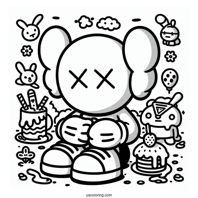 KAWS Coloring Page Themed Simpsons