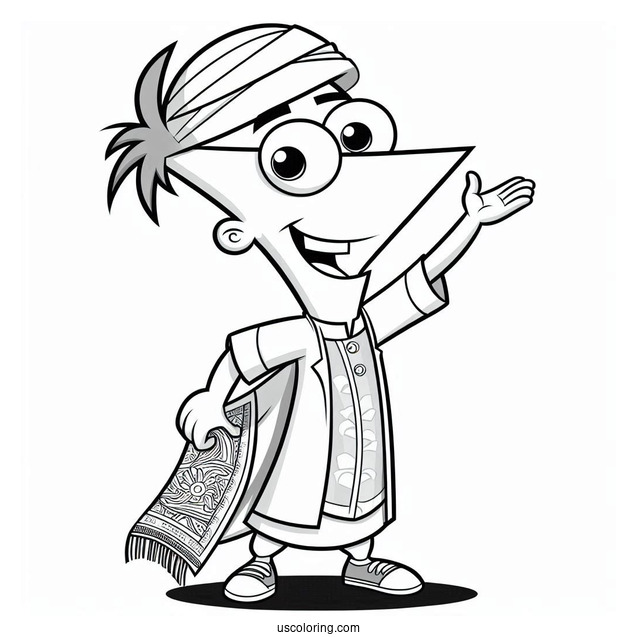 Phineas And Ferb Coloring Page Of Baljeet Waving