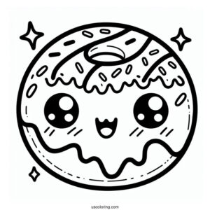 Donut Kawaii Art Coloring Page For Adults