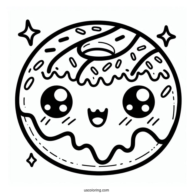 Donut Kawaii Art Coloring Page For Adults