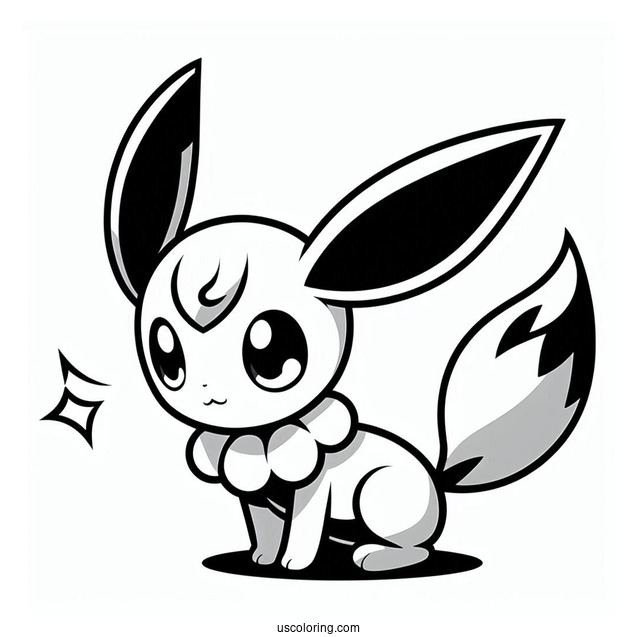 Coloring Page Of Cute Espeon For Kids