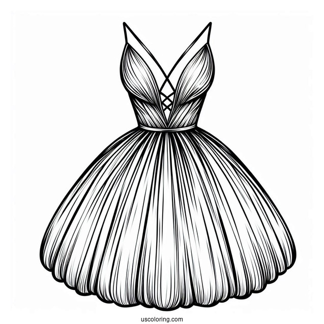 Dress Coloring Page Of Strappy Ball Down With Plunging Neckline