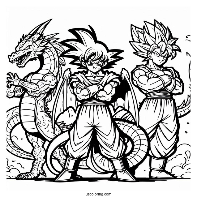 Dragon Team Coloring Page