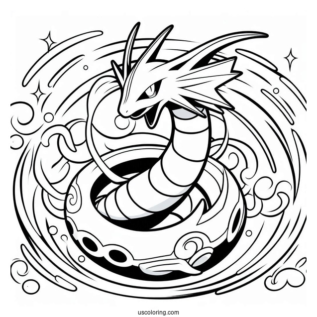 Rayquaza Spiral Rush Pokemon Card Coloring Sheet