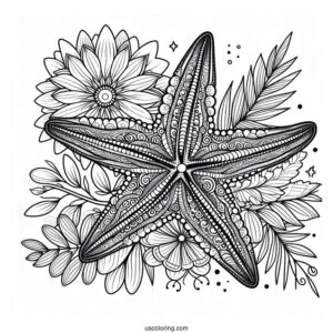 Starfish Coloring Page And Flower Mandala