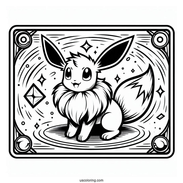 Eevee Pokemon Playing Card To Color