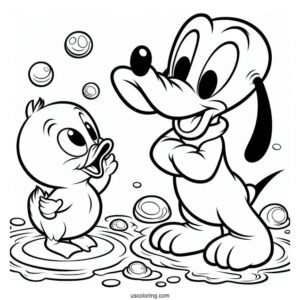 Baby Pluto Coloring Page With Baby Donald Duck