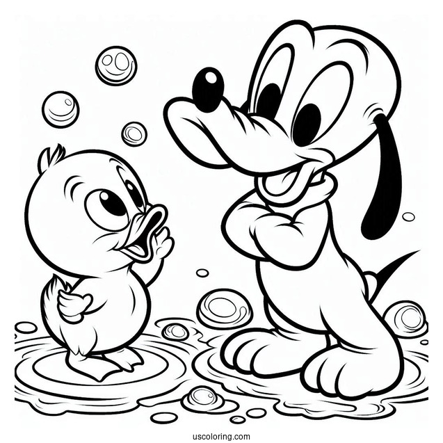 Baby Pluto Coloring Page With Baby Donald Duck