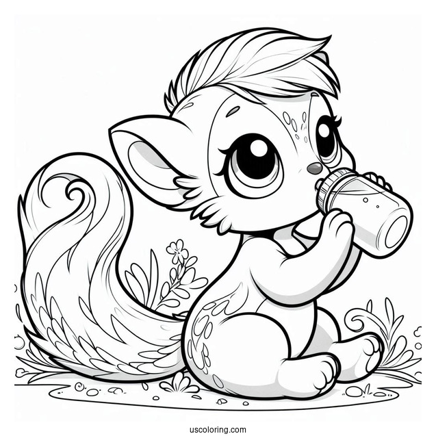 Baby Tails Coloring Page Drinking Milk