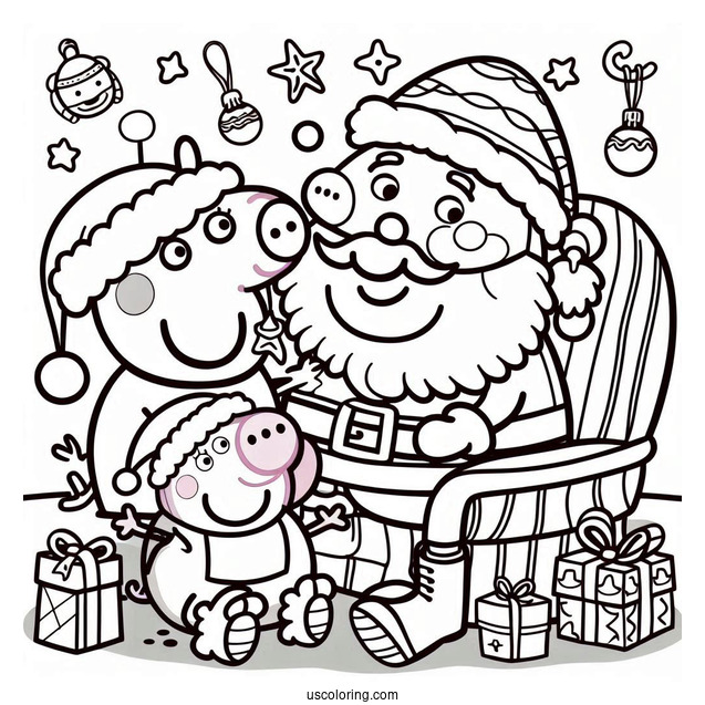 Peppa Pig And George With Santa At Christmas