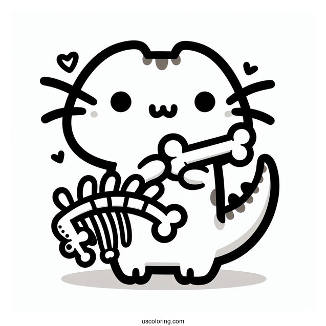 Pusheen T-Rex Dinosaur With Bones