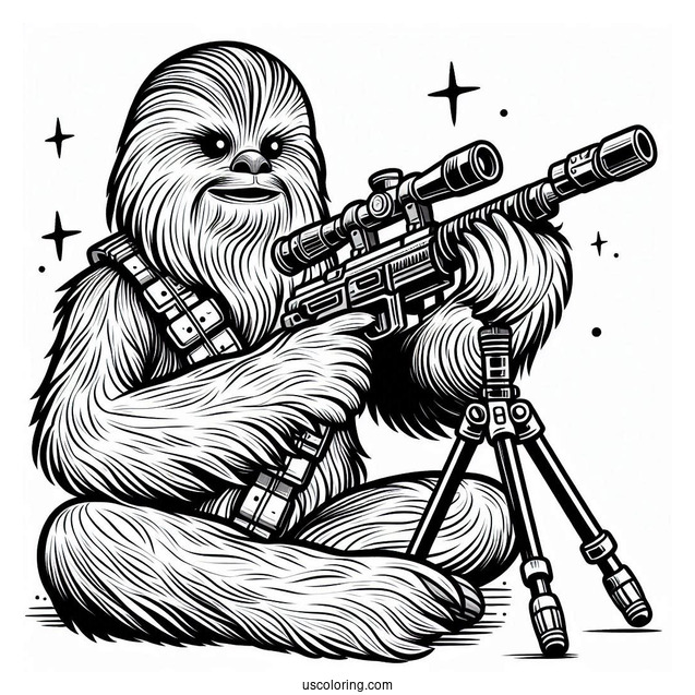Chewbacca Holding Blaster Rifle