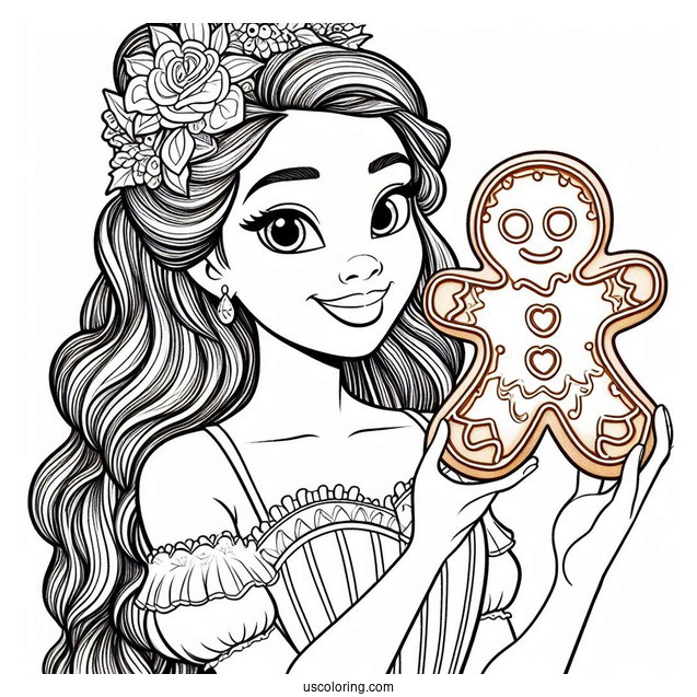 Tiana Holding Up Gingerbread House