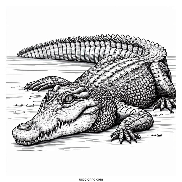 Realistic Coloring Page Of American Crocodile