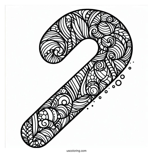 Intricate Candy Cane Coloring Page Stained Glass