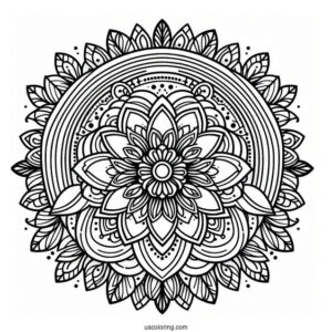 Rainbow Coloring Page Flower Mandala