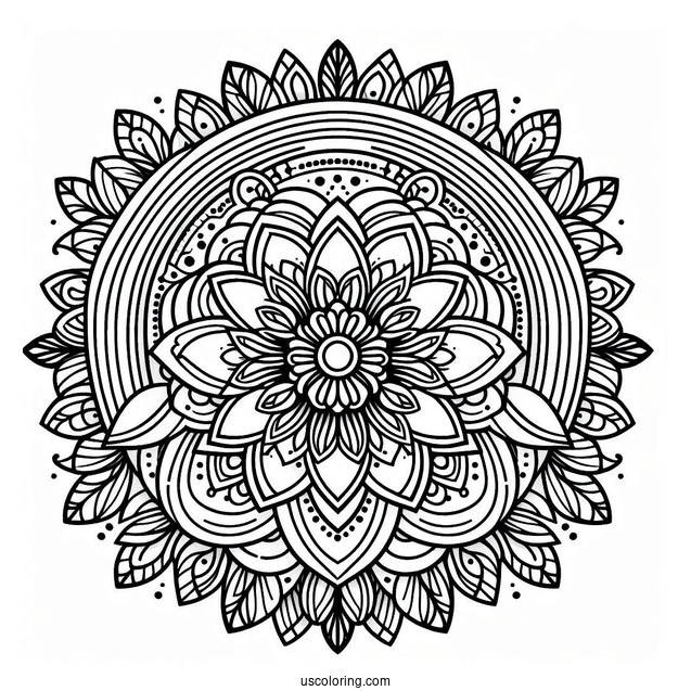 Rainbow Coloring Page Flower Mandala