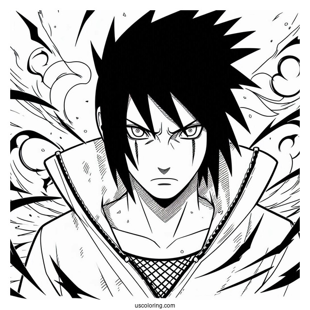 Uchiha Sasuke Coloring Page Using Chidori In Battle