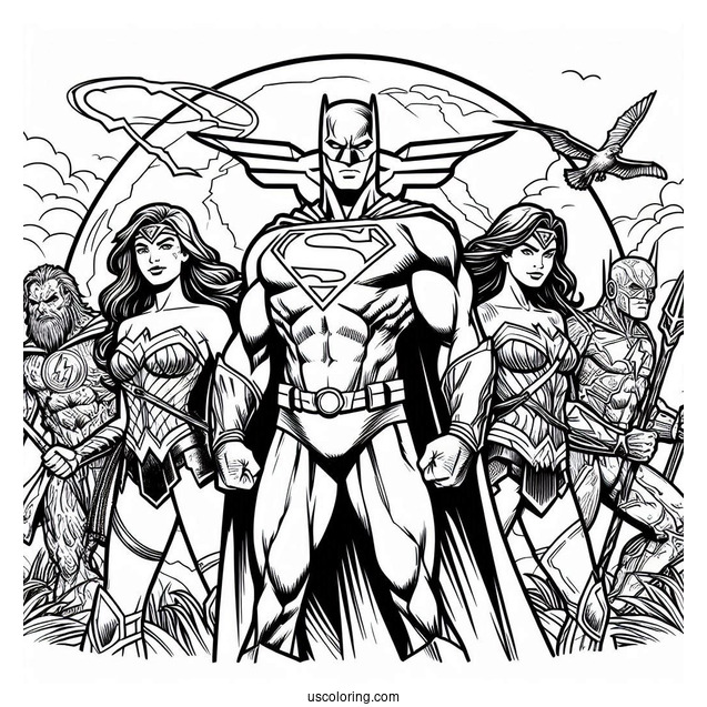 Justice League Coloring Page In Formation