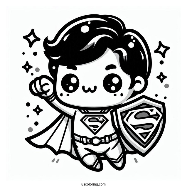 Cute Kawaii Superman Coloring