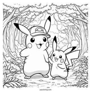Pikachu And Ash In The Forest