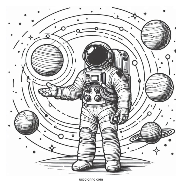 Astronaut Holding Planets In The Solar System_