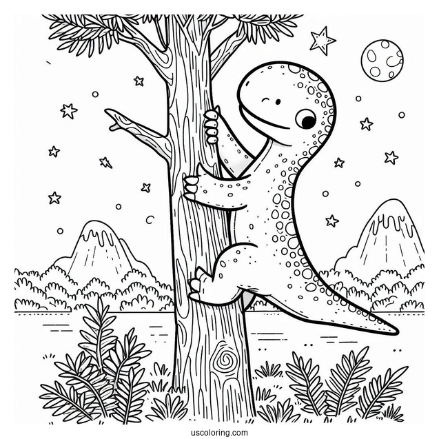 Simple Jobaria Dinosaur Coloring Page Of Climbing Up For Kids