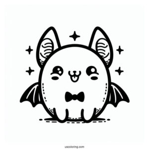 Simple Happy Bat Coloring Page For Preschoolers