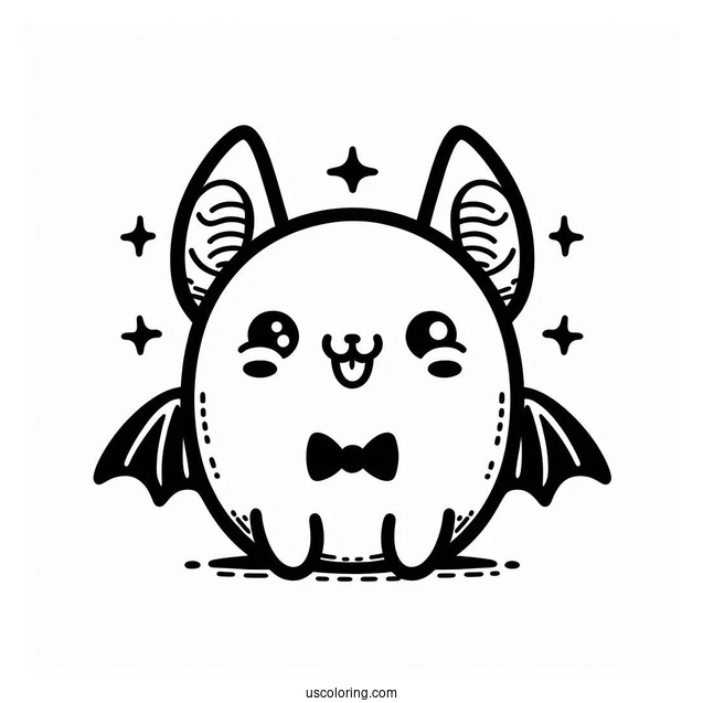 Simple Happy Bat Coloring Page For Preschoolers