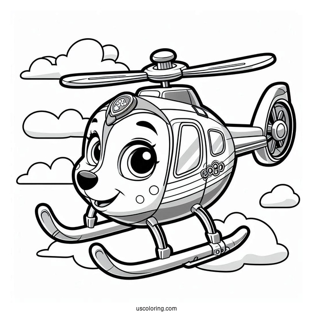 Skye In Helicopter From Paw Patrol To Color