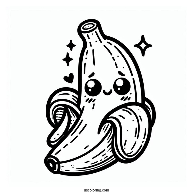 Cartoon B Is For Banana Coloring Page For Kids