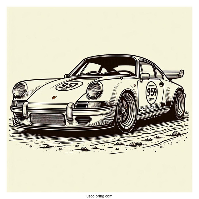 Porsche Coloring Page 959 Moby Dick