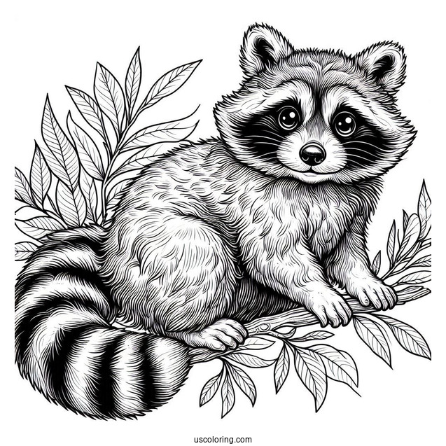 Large Realistic Raccoon Coloring Page