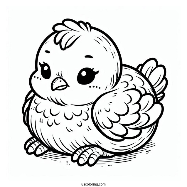 Plump Baby Chicken Coloring Page