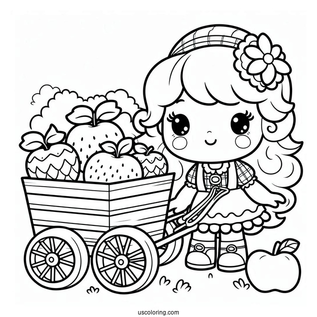 Strawberry Shortcake Coloring Page Pulling Apple Dumplin In A Cart
